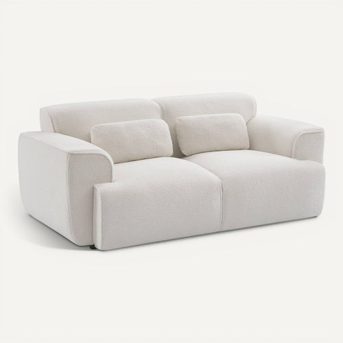 Canapé 2 Places. Tissu Bouclette. 2 Coussins Déhoussables. Wallas  L 178 X P 97.5 X H 73cm