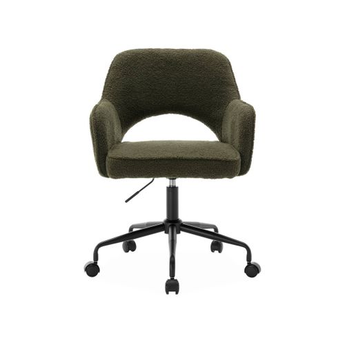 Chaise De Bureau à Roulettes Bouclettes Kaki Foncé. Jim. L 60 X P 62 X H 89 / 99cm.