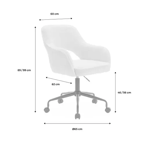 Chaise De Bureau à Roulettes Bouclettes Kaki Foncé. Jim. L 60 X P 62 X H 89 / 99cm.