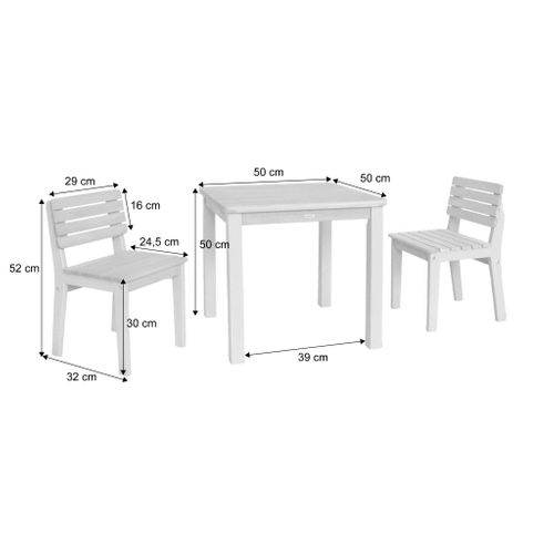 Table De Jardin Enfant Intérieur/extérieur Bois D'acacia + 2 Assises Vert De Gris