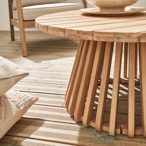 Table Basse De Jardin Ronde En Bois D'acacia. Intérieur/extérieur D.80cm
