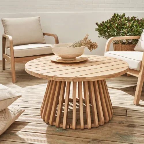 Table Basse De Jardin Ronde En Bois D'acacia. Intérieur/extérieur D.80cm