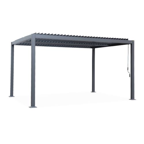 Pergola Bioclimatique Anthracite. Aluminium Et Acier. 3x4m. Lames Orientables
