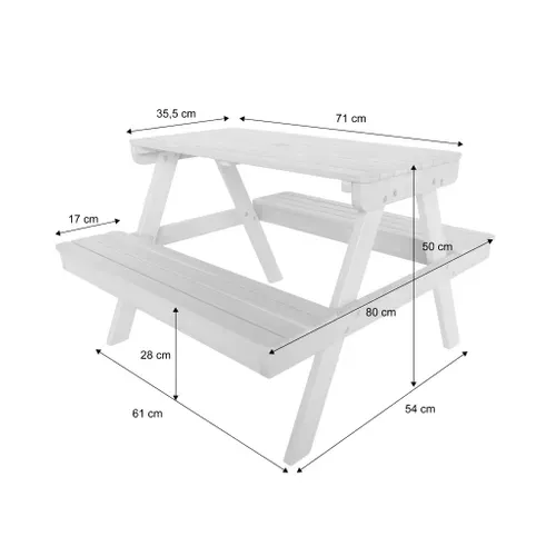 Table De Pique-nique. Salon De Jardin Enfant Bois D'acacia + 2 Places Couleur Teck Clair Et Vert De