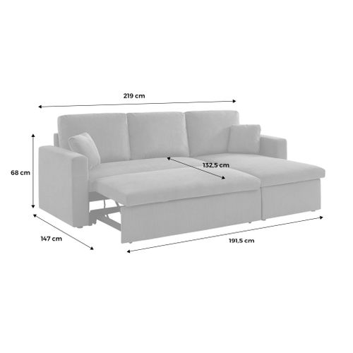 Canapé D'angle Convertible En Velours Côtelé Gris Foncé  - Ida - 3 Places. Fauteuil D'angle