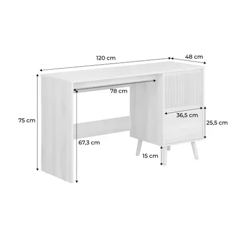 Bureau Avec 2 Tiroirs Linear L 120 X P 48 X H 75cm