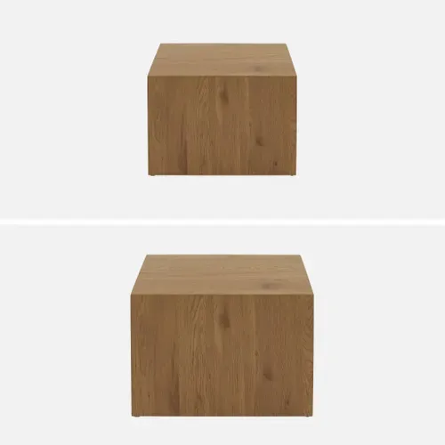 Lot De 2 Tables Basses Carrées Effet Chêne Sylva L 58 X L 58 X H 40cm / L 50 X L 50 X H 33cm