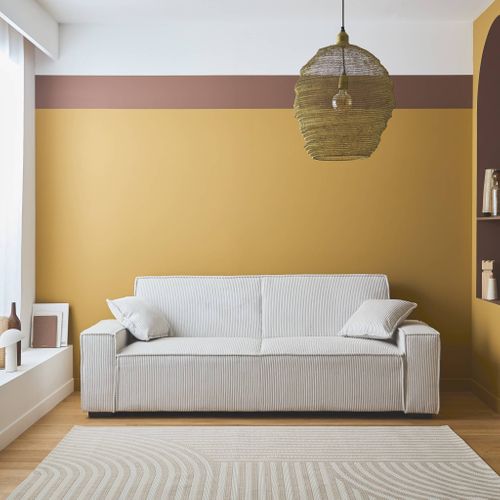 Canapé Convertible 3 Places Blanc Crème Velours Côtelé L 231 X P 96.5 X H 80cm