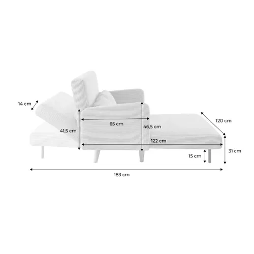 Canapé Convertible En Velours Côtelé - Panam - 2 Places Scandinave. Pieds Bois Foncé. Gris Foncé.