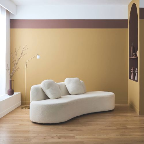 Canapé Virgule 3 Places En Tissu Bouclette Forme Organique - Wave L 232 X P 97 X H 68cm