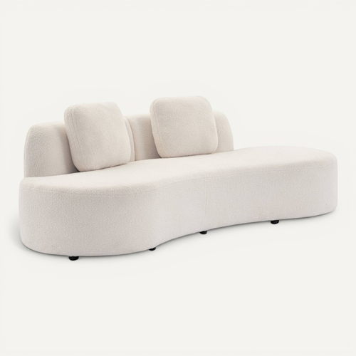 Canapé Virgule 3 Places En Tissu Bouclette Forme Organique - Wave L 232 X P 97 X H 68cm