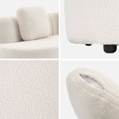 Canapé Virgule 3 Places En Tissu Bouclette Forme Organique - Wave L 232 X P 97 X H 68cm