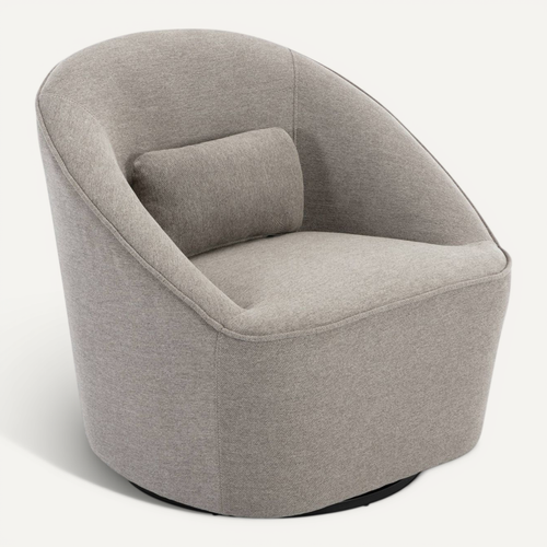 Fauteuil Pivotant 360° En Tissu Grège. Avec Coussin Lana L 80 X P 73 X H77cm