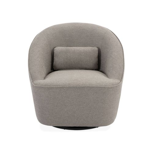 Fauteuil Pivotant 360° En Tissu Grège. Avec Coussin Lana L 80 X P 73 X H77cm