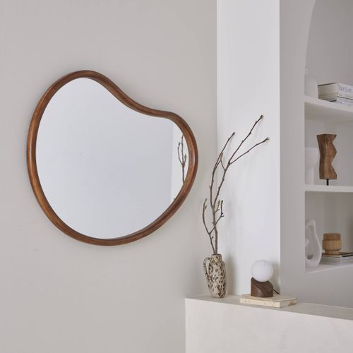 Miroir Organique En Bois De Sapin 95cm épaisseur 3cm Coloris Noyer Idéal Entrée. Chambre Ou Salle