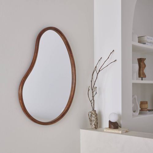 Miroir Organique En Bois De Sapin 95cm épaisseur 3cm Coloris Noyer Idéal Entrée. Chambre Ou Salle