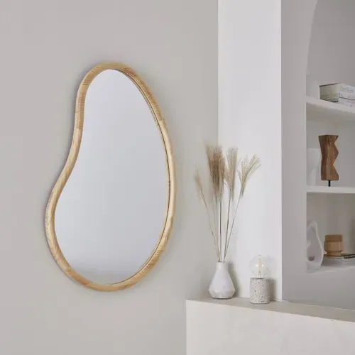 Miroir Organique En Bois De Sapin 95cm épaisseur 3cm Coloris Naturel Idéal Entrée. Chambre Ou Salle