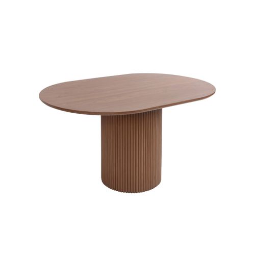Table Basse Oblongue Décor Bois Sculpté 90cm. Couleur Noyer