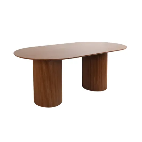 Table à Manger Oblongue Décor Bois Sculpté 4-6 Places. Couleur Noyer. 180cm