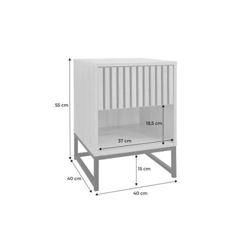 Table De Chevet Style Contemporain Avec 1 Tiroir Effet Bois Rainuré (système D'ouverture Par