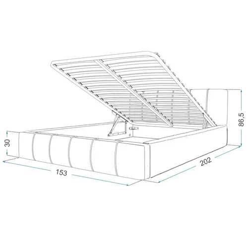 Lit Coffre Atlanta 140 X 190 Cm Avec Sommier à Lattes Relevable Gris Clair