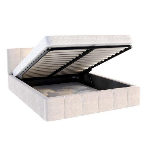 Lit Coffre Atlanta 140 X 200 Cm Avec Sommier à Lattes Relevable Beige