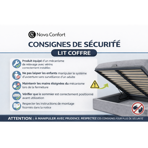 Lit Coffre Paris 120 X 200 Cm Avec Sommier à Lattes Relevable Chêne