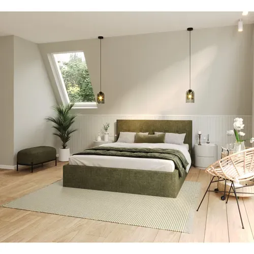 Lit Coffre Tolsa 120 X 200 Cm Avec Sommier à Lattes Relevable Vert Olive