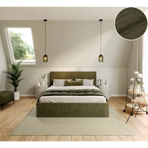 Lit Coffre Tolsa 120 X 200 Cm Avec Sommier à Lattes Relevable Vert Olive