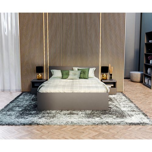 Lit Coffre Paris 120 X 190 Cm Avec Sommier à Lattes Relevable Gris