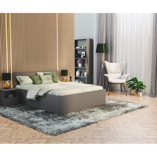 Lit Coffre Paris 120 X 190 Cm Avec Sommier à Lattes Relevable Gris