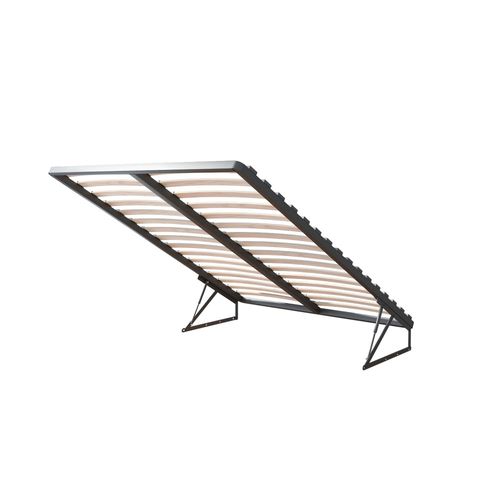 Lit Coffre Paris 120 X 190 Cm Avec Sommier à Lattes Relevable Gris