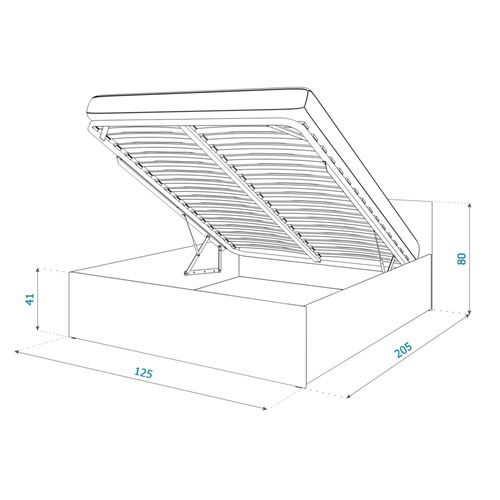 Lit Coffre Paris 120 X 190 Cm Avec Sommier à Lattes Relevable Gris
