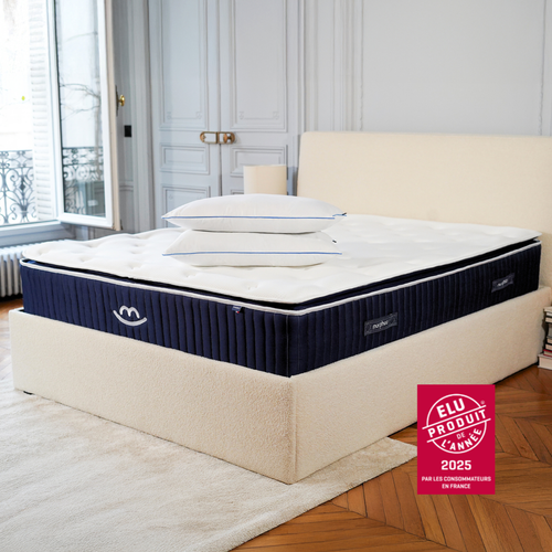 Pack Confort Luxe - Matelas Hybride 180x200cm Mémoire De Forme et Oreillers Fluffy 50x70cm
