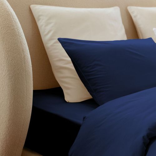 Housse De Couette 140x200cm - Bleu Gris - 100% Percale De Coton