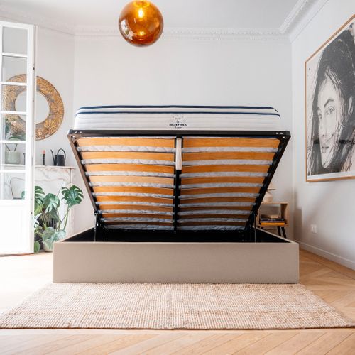 Lit Coffre 180x200cm - Beige - Collection Emma