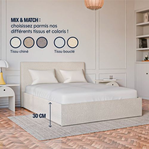 Lit Coffre 180x200cm - Beige - Collection Emma