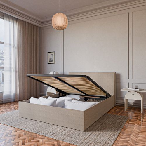 Sommier Coffre 160x200cm - Beige - Collection Emma
