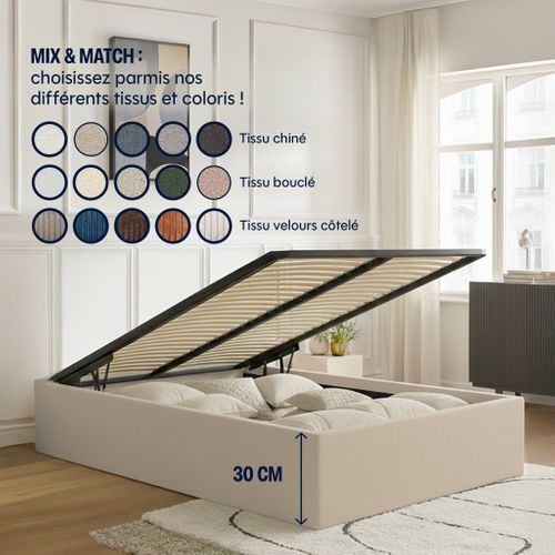 Sommier Coffre 160x200cm - Beige - Collection Emma