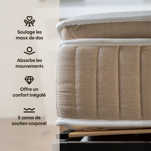 Matelas Hybride 180x200 cm Premium L'EXPERIENCE - Epaisseur 27 cm - Soutien Ferme, Accueil mi-Ferme