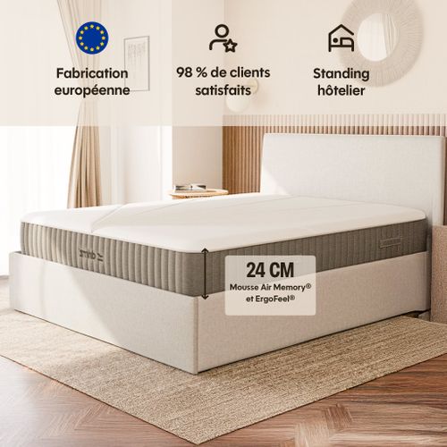 Matelas Hybride 180x200 cm L'ESSENTIEL - Epaisseur 24 cm - Soutien Ferme, Accueil Ferme