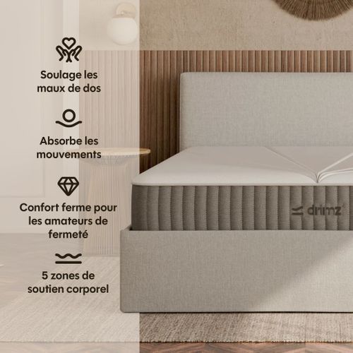 Matelas Hybride 180x200 cm L'ESSENTIEL - Epaisseur 24 cm - Soutien Ferme, Accueil Ferme