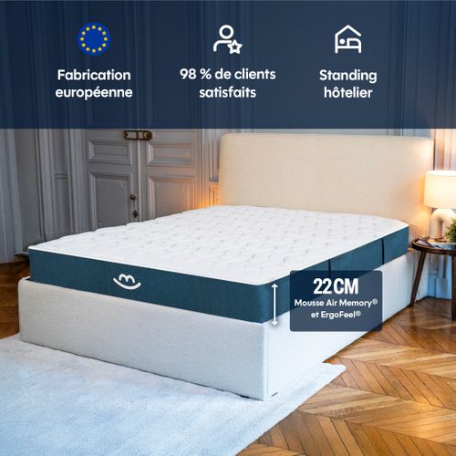 Matelas Hybride 90x190 cm MILA - Mousse Avec Ressorts Ensachés - Mi-ferme - Epaisseur 22cm