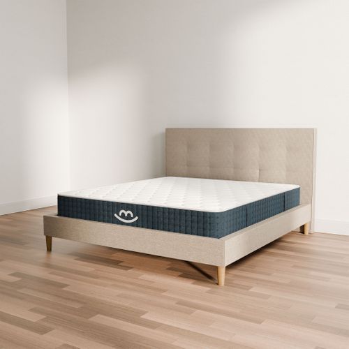 Pack Matelas Hybride 80x200cm Accueil à Mémoire De Forme et Sommier Déco Beige