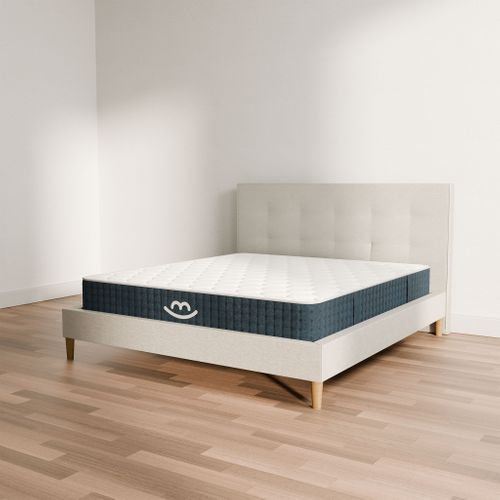 Pack Matelas Hybride 80x200cm Accueil à Mémoire De Forme et Sommier Déco Blanc