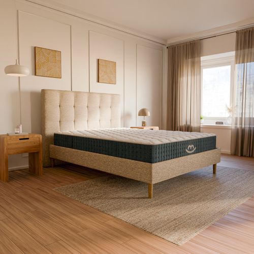 Pack Matelas Hybride 80x200cm Accueil à Mémoire De Forme et Sommier Déco Blanc