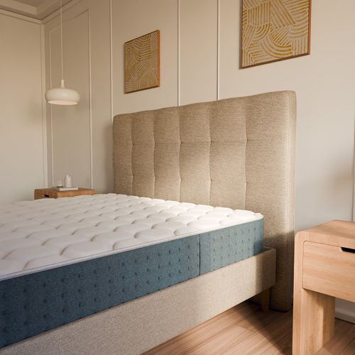 Pack Matelas Hybride 80x200cm Accueil à Mémoire De Forme et Sommier Déco Blanc