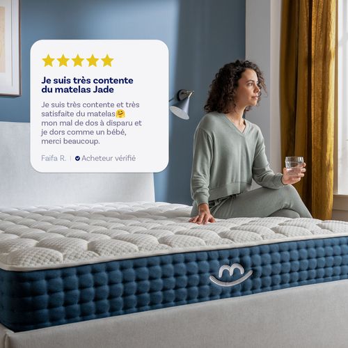 Pack Lit Coffre Et Matelas Hybride 180x200cm épais 26cm Couleur Blanc Crème Sans Tête