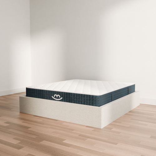 Pack Matelas Hybride 160x200cm Accueil à Mémoire De Forme Premium et Sommier Coffre Blanc