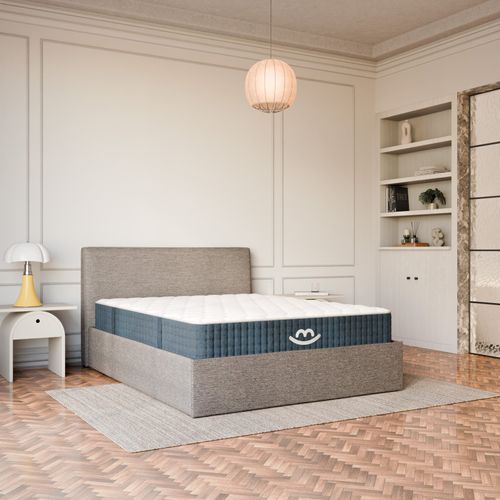 Pack Matelas Hybride 160x200cm Accueil à Mémoire De Forme Premium et Lit Coffre Anthracite